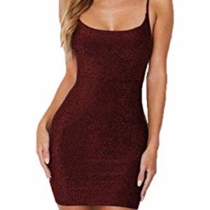 dark red sparkly short dress